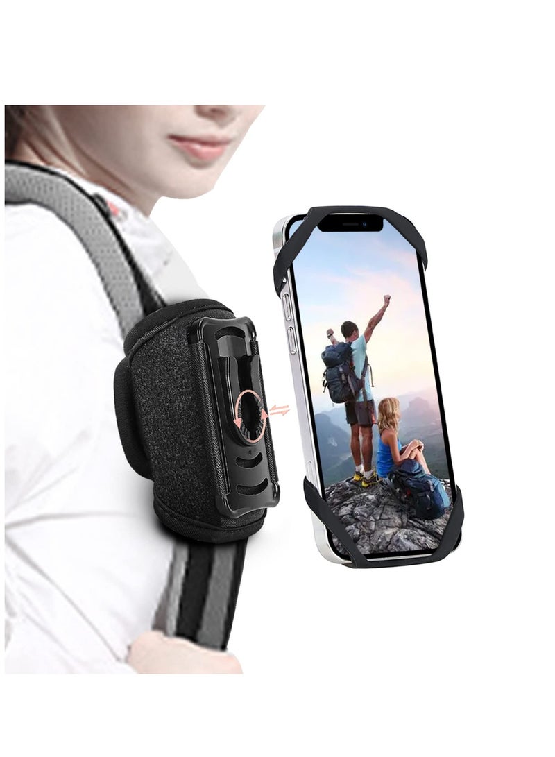 Outdoor backpack strap clip for phone, Detachable Convenient mobile Smartphone Holder for Shoulder Strap for Hiking, Alpinism, Climbing, Traveling