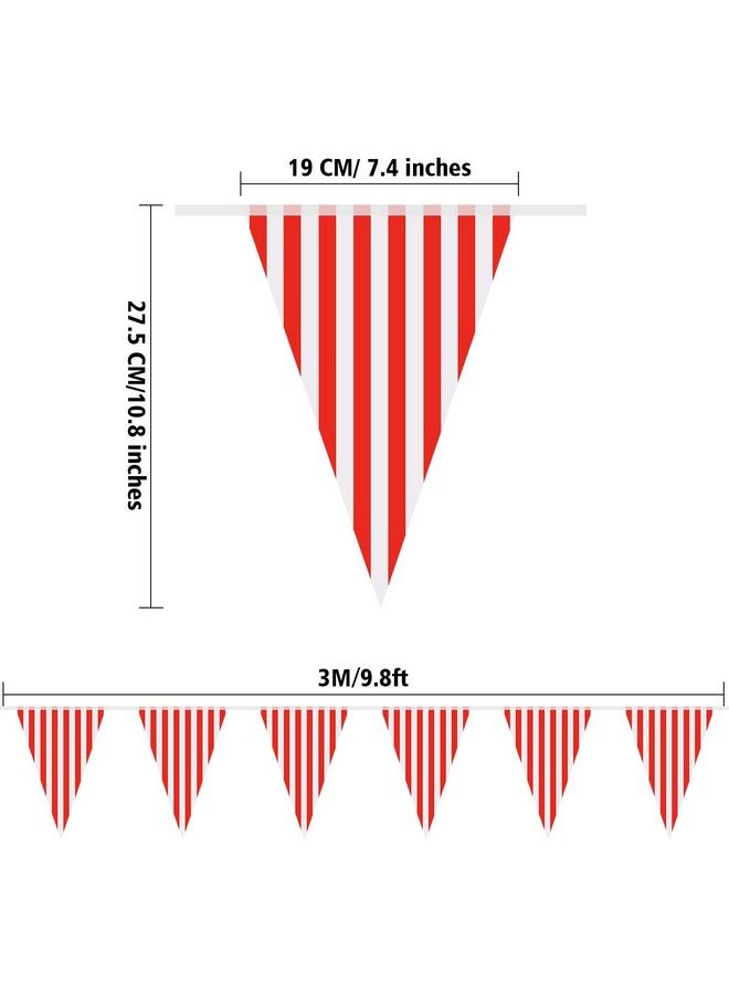 5 Packs Carnival Circus Party Decorations Supplies Circus Carnival Bunting Banner Red And White Pennant Banner Triangle Bunting Flag For Carnival Birthday Party 7.4 X 10.8 Inch