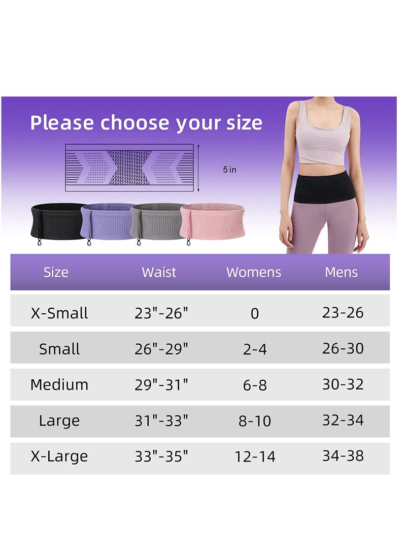 Running Belt, Running Pack for Phone, Moisture Wicking Storage Belt Bag for Walking Travel Sports Hiking Workout Women Men 4 Large Security Pockets Grey M Size