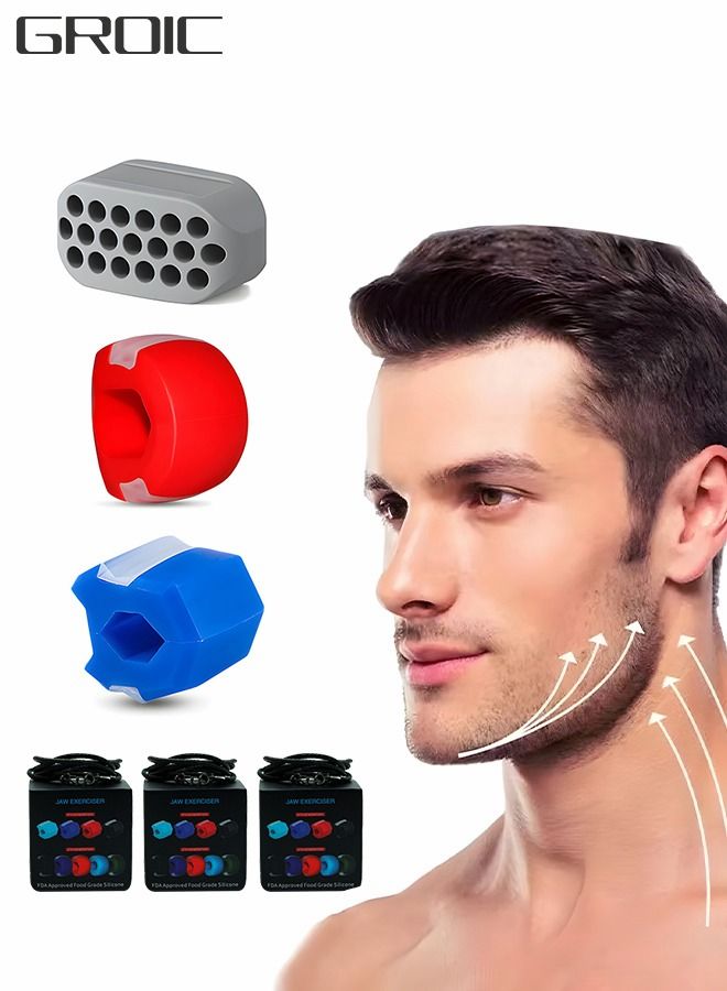 3 Pack Athletic Bundle Jaw Enhancer - Jaw, Face, and Neck Exerciser,Helps Reduce Stress and Cravings - Facial Exerciser,Masseter Ball of Face