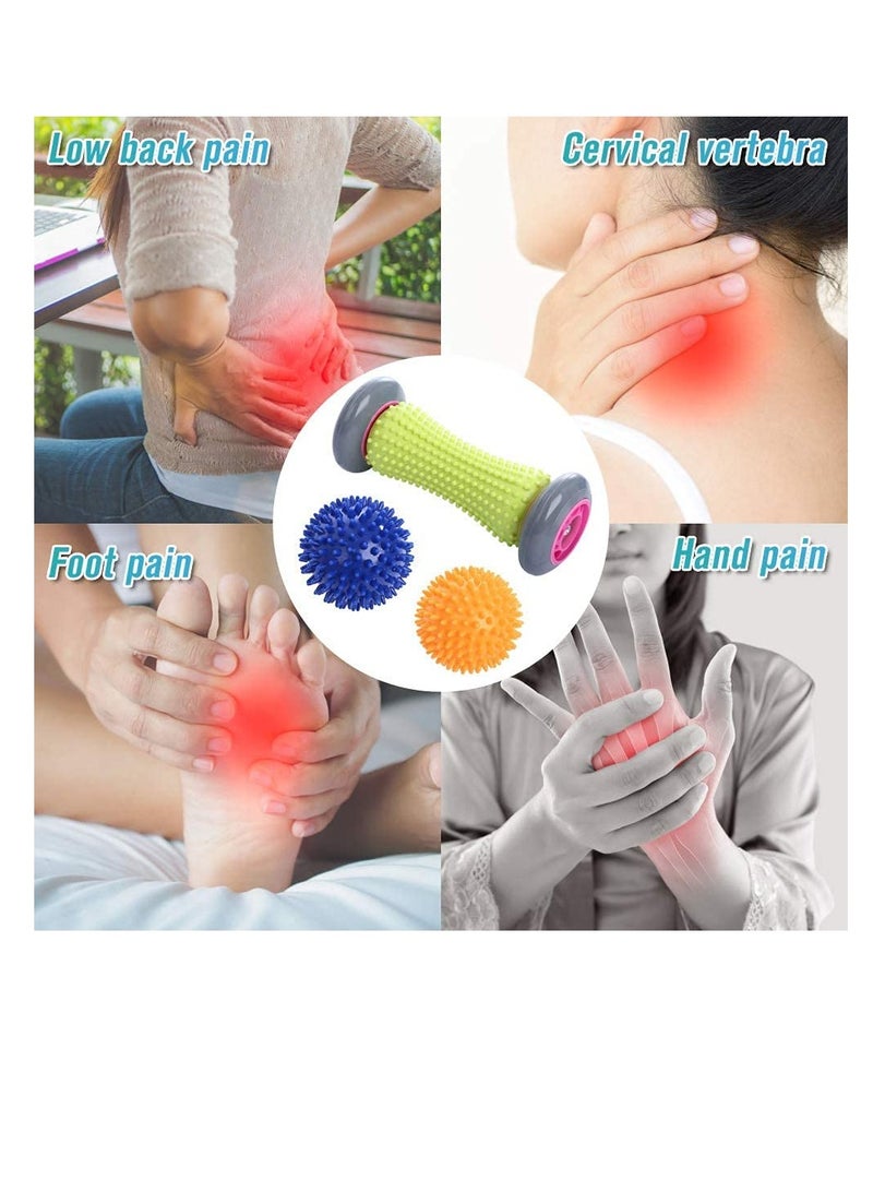 Foot Roller Massage Ball, Pain Relief, Plantar Fasciitis, Used For Deep Tissue Acupoint Recovery, Muscle Recovery, Relaxation And Stress Relief (1 Roller And 2 Pointed Balls)