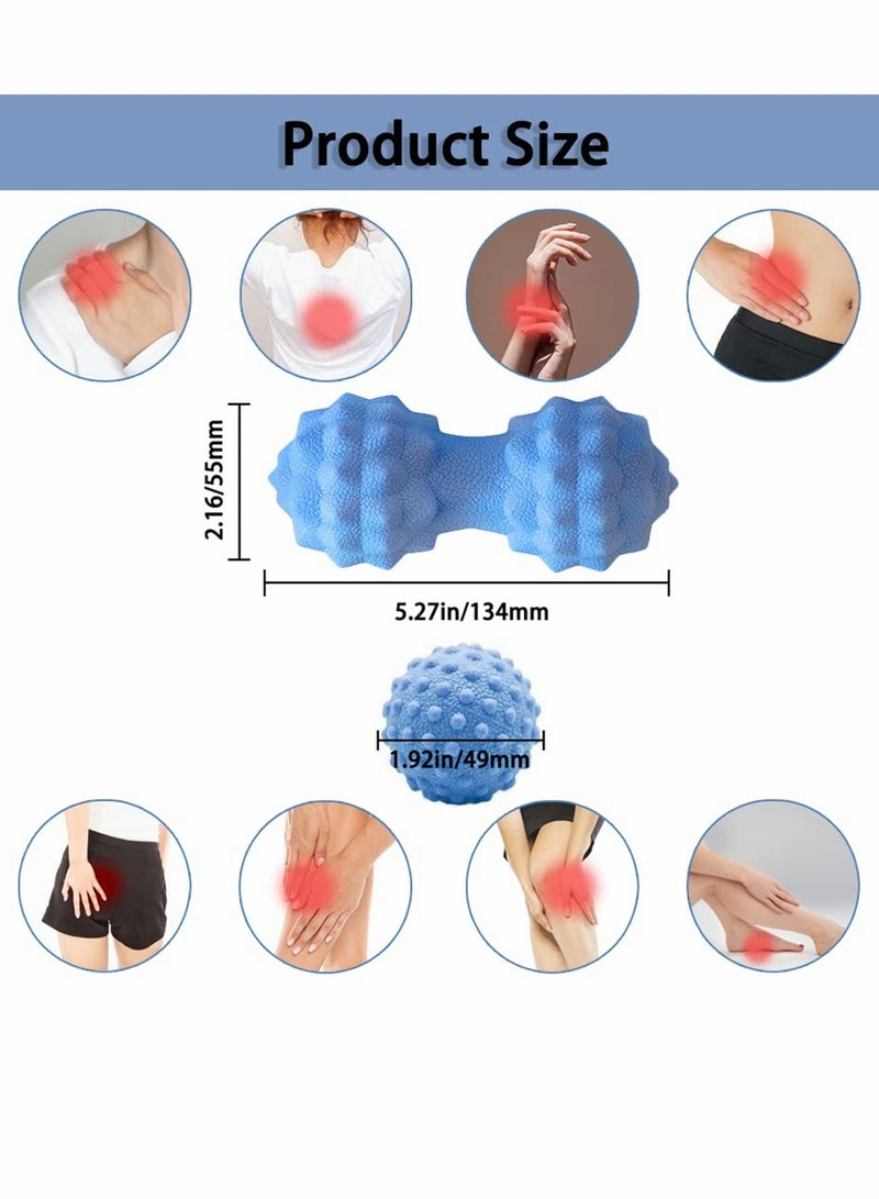 Massage Ball, Lacrosse Yoga Massage Therapy Ball, Double Massage Ball Roller for Deep Tissue, Trigger Point Therapy, Myofascial Release, Muscle Knots, Muscle Tension Sore, Blue