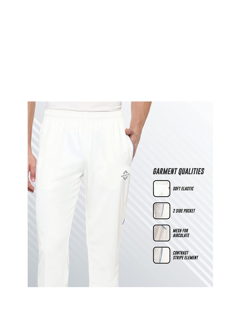 Eden Cricket Pant (White, Size: XXL) |  Cricket Trouser | Cricket Lower | Ankle Length | Micro Polyster Diagonal Knit