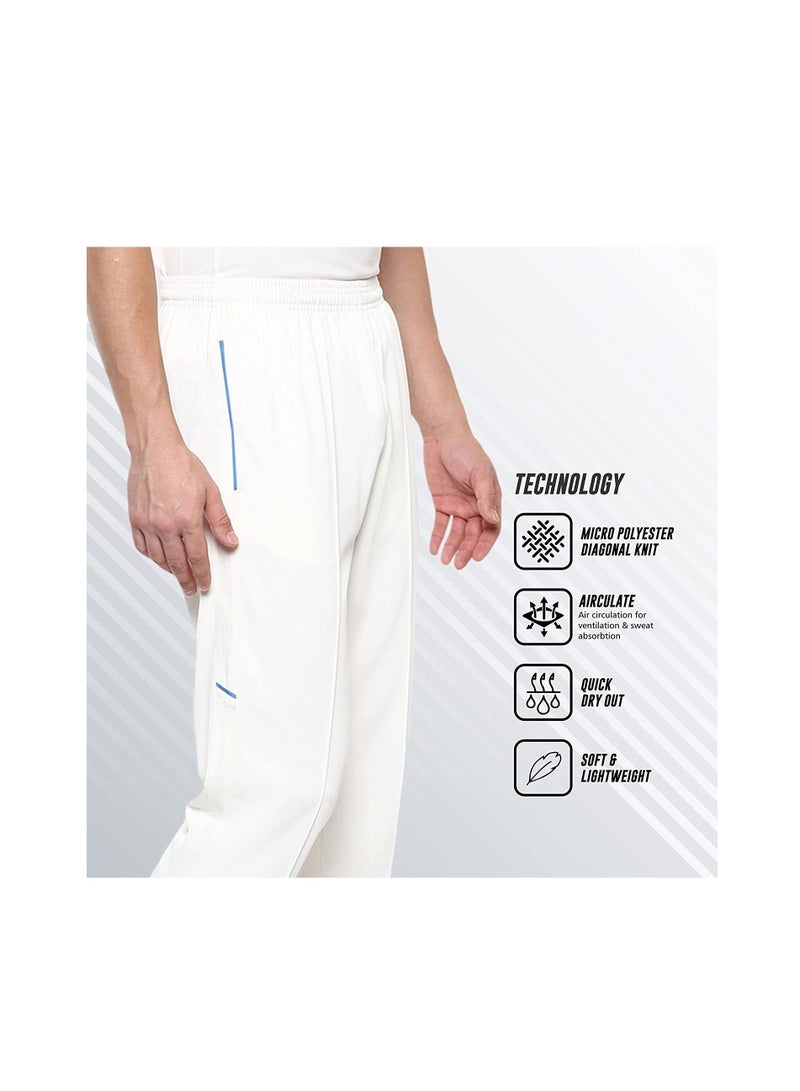 Eden Cricket Pant (White, Size: XXL) |  Cricket Trouser | Cricket Lower | Ankle Length | Micro Polyster Diagonal Knit