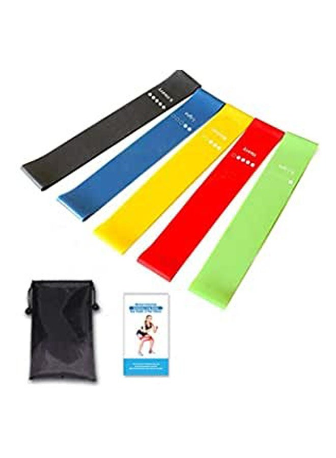 Resistance Loop Exercise Bands Fitness Stretch Bands- Yoga Straps With Workout Instruction Guide And Carry Bag- Set Of 5