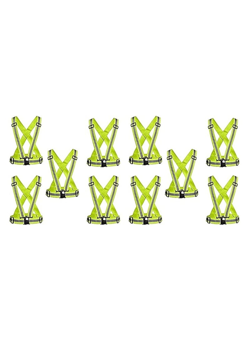 Adjustable Cross Belt Safety Vest Green Pack of 10