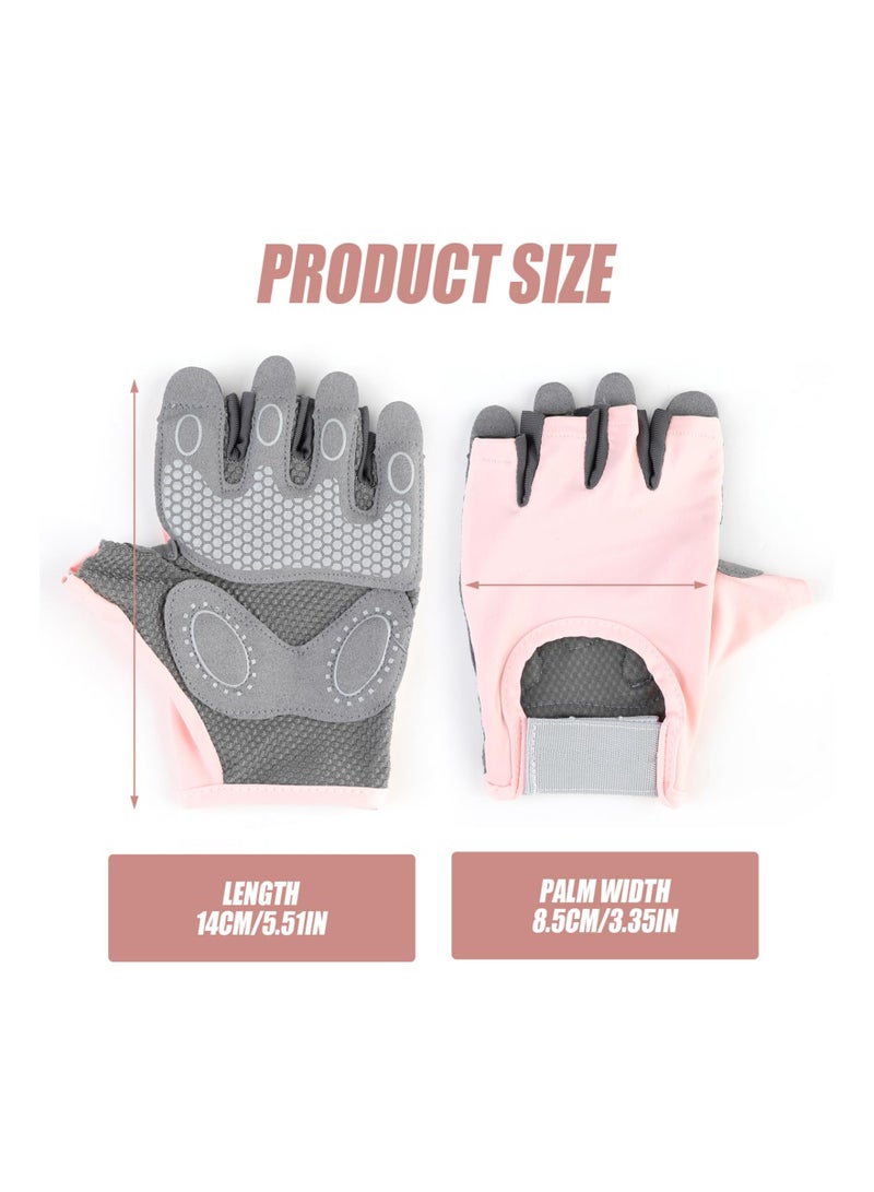 Gym Gloves Weight Lifting Gloves for Women, Fingerless Antislip Silicone Breathable Training Gloves Extra Grip Palm Protection Workout Gloves for Rowing Pull-Ups Exercise Fitness Cycling