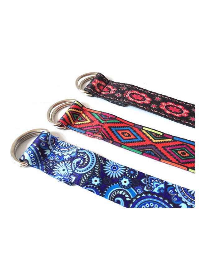 Yoga Stretch Strap Flower Print D-Ring Waist Leg Fitness Exercise Training Belt 20 x 10 x 20cm