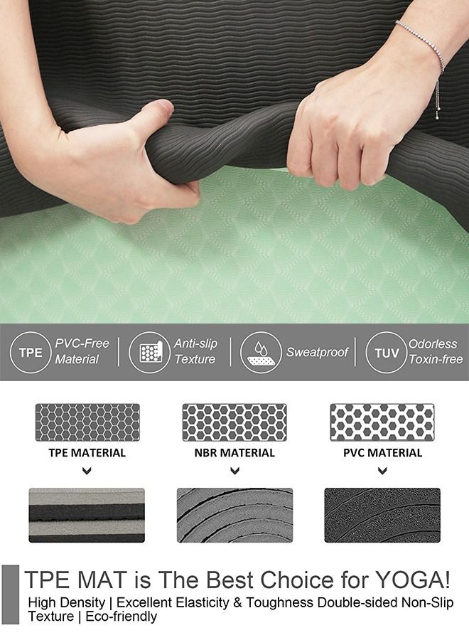 6MM Yoga Mat Non Slip– Patented Alignment System, Warrior-Like Grip, Non-Slip, Eco-Friendly and Biodegradable, Sweat Resistant, TPE Workout Mat