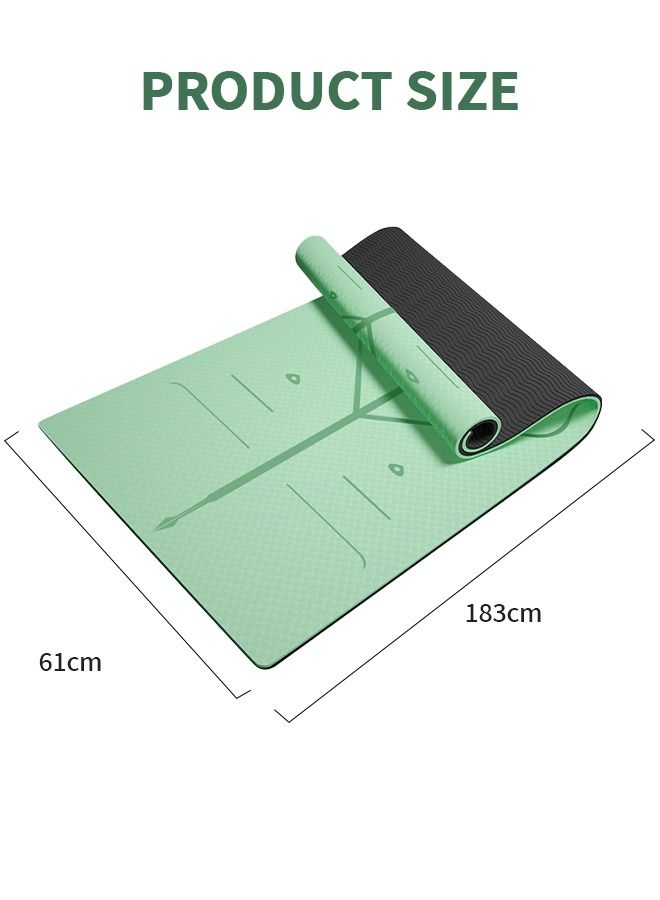 6MM Yoga Mat Non Slip– Patented Alignment System, Warrior-Like Grip, Non-Slip, Eco-Friendly and Biodegradable, Sweat Resistant, TPE Workout Mat
