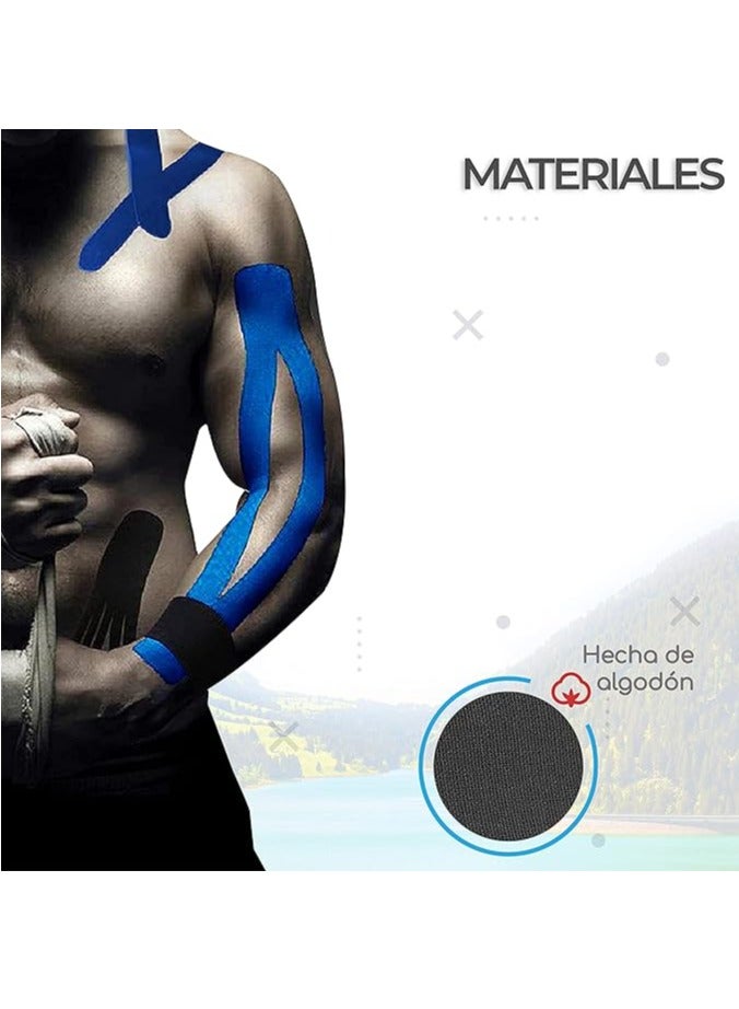 Herbests Kinesiology Tape, 5 cm x 5 m, Waterproof & Elastic for Sports, Extra Strong Physio Tape Therapy Tape Sports Tape Provides Support for Joints and Muscles, Dark Blue