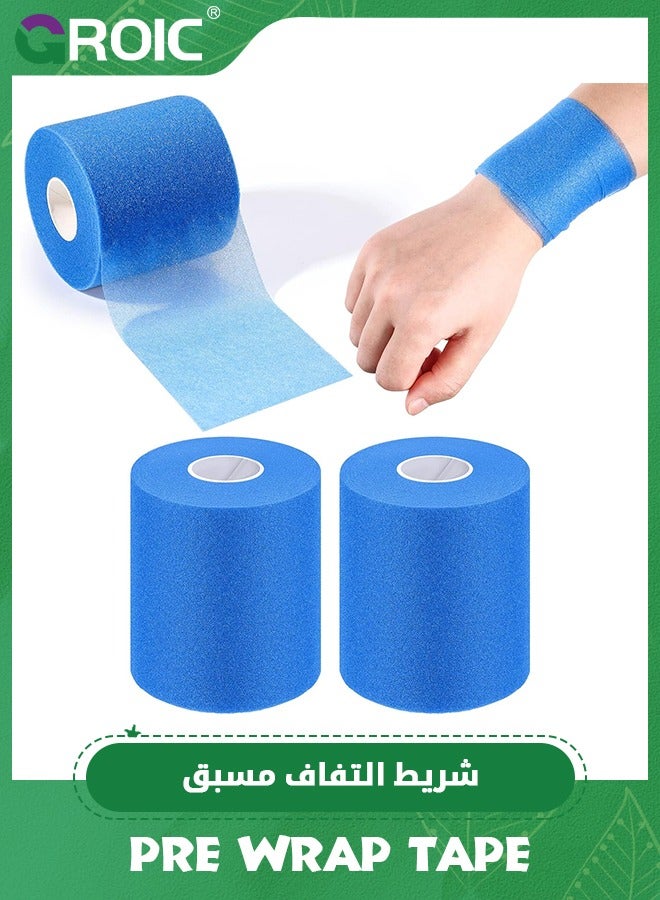 3-Rolls Pre Wrap Tape, OK TAPE Athletic Foam Underwrap for Sports, Protect for Ankles Wrists Hands and Knees, 2.75 Inches x 30 Yards - Blue, 3-Rolls