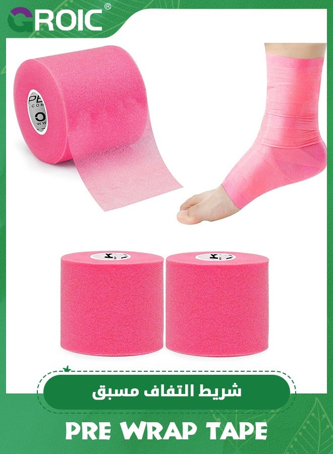 3-Rolls Pre Wrap Tape, OK TAPE Athletic Foam Underwrap for Sports, Protect for Ankles Wrists Hands and Knees, 2.75 Inches x 30 Yards - Pink, 3-Rolls