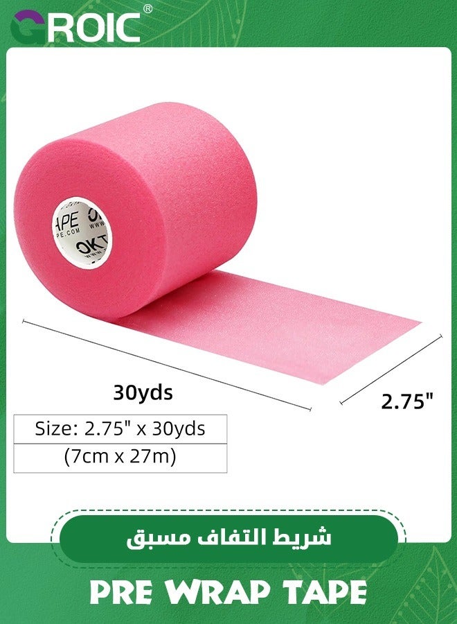 3-Rolls Pre Wrap Tape, OK TAPE Athletic Foam Underwrap for Sports, Protect for Ankles Wrists Hands and Knees, 2.75 Inches x 30 Yards - Pink, 3-Rolls