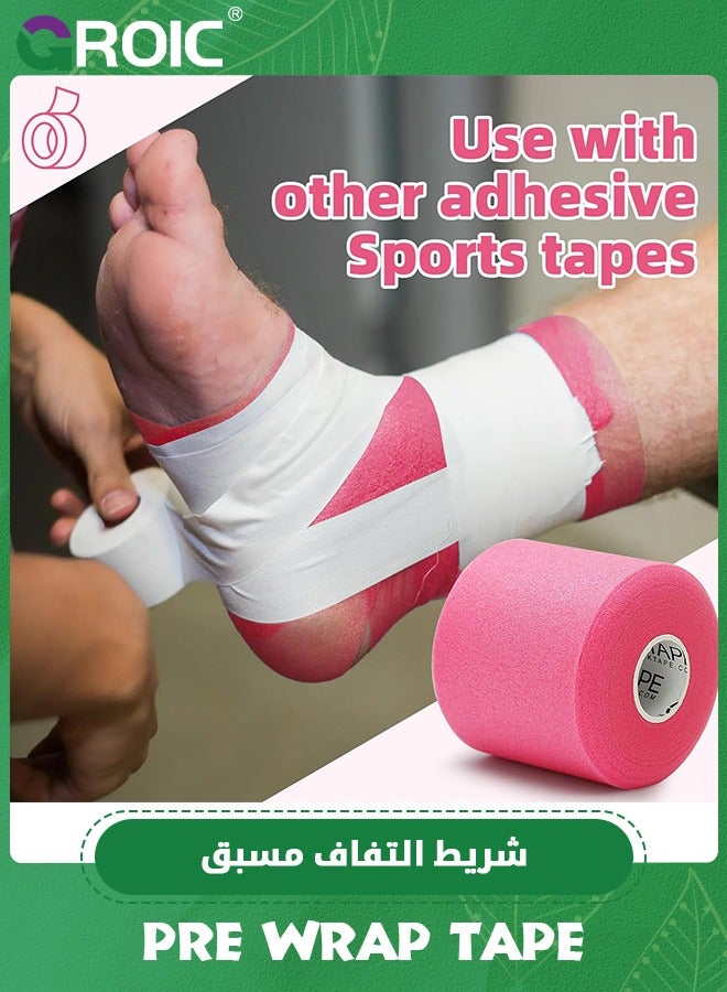 3-Rolls Pre Wrap Tape, OK TAPE Athletic Foam Underwrap for Sports, Protect for Ankles Wrists Hands and Knees, 2.75 Inches x 30 Yards - Pink, 3-Rolls