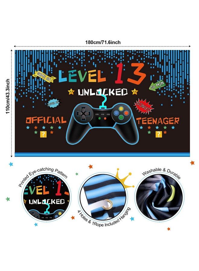 Video Game Birthday Decorations 8 9 10 11 12 13 14Th Birthday Decorations For Boys Gaming Theme Photo Props Backdrop Banner Teenager Birthday Decoration (Level 13)