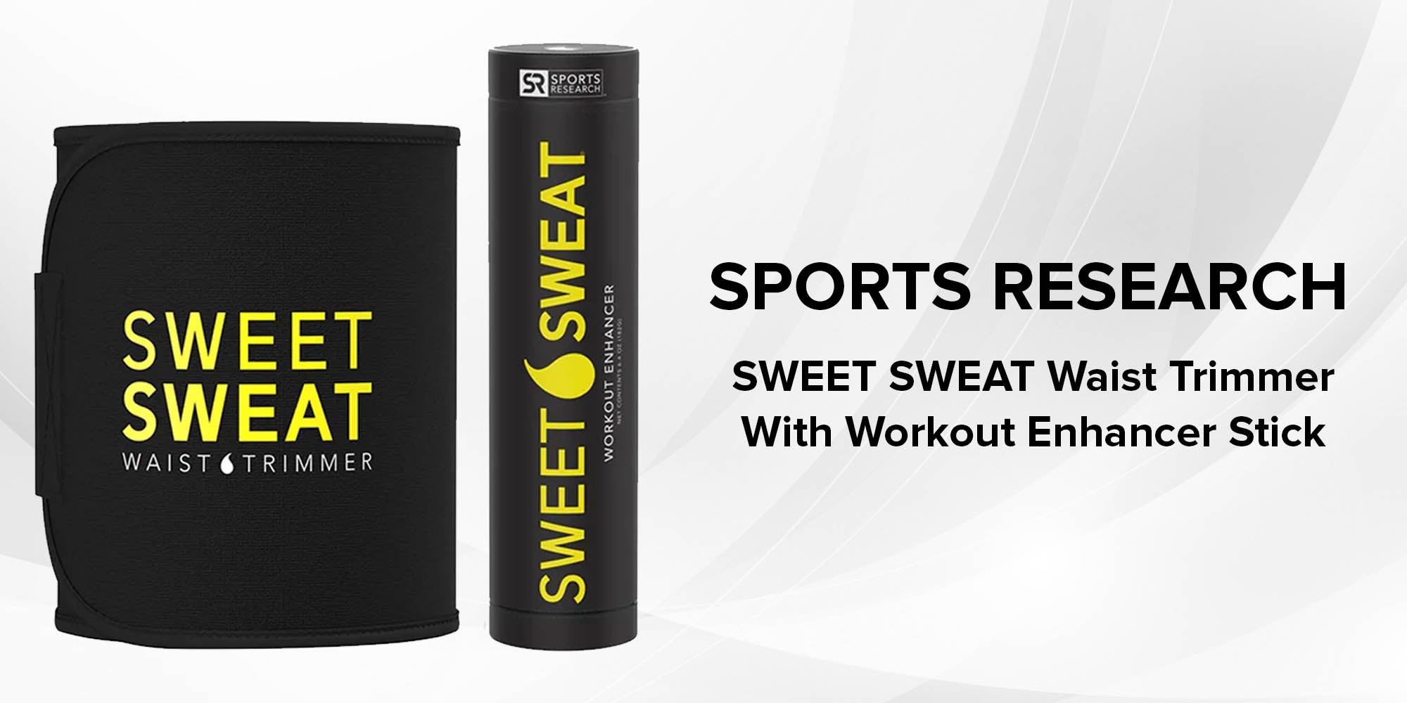 Sweet Sweat Waist Trimmer With Workout Enhancer Stick Black/Yellow Medium