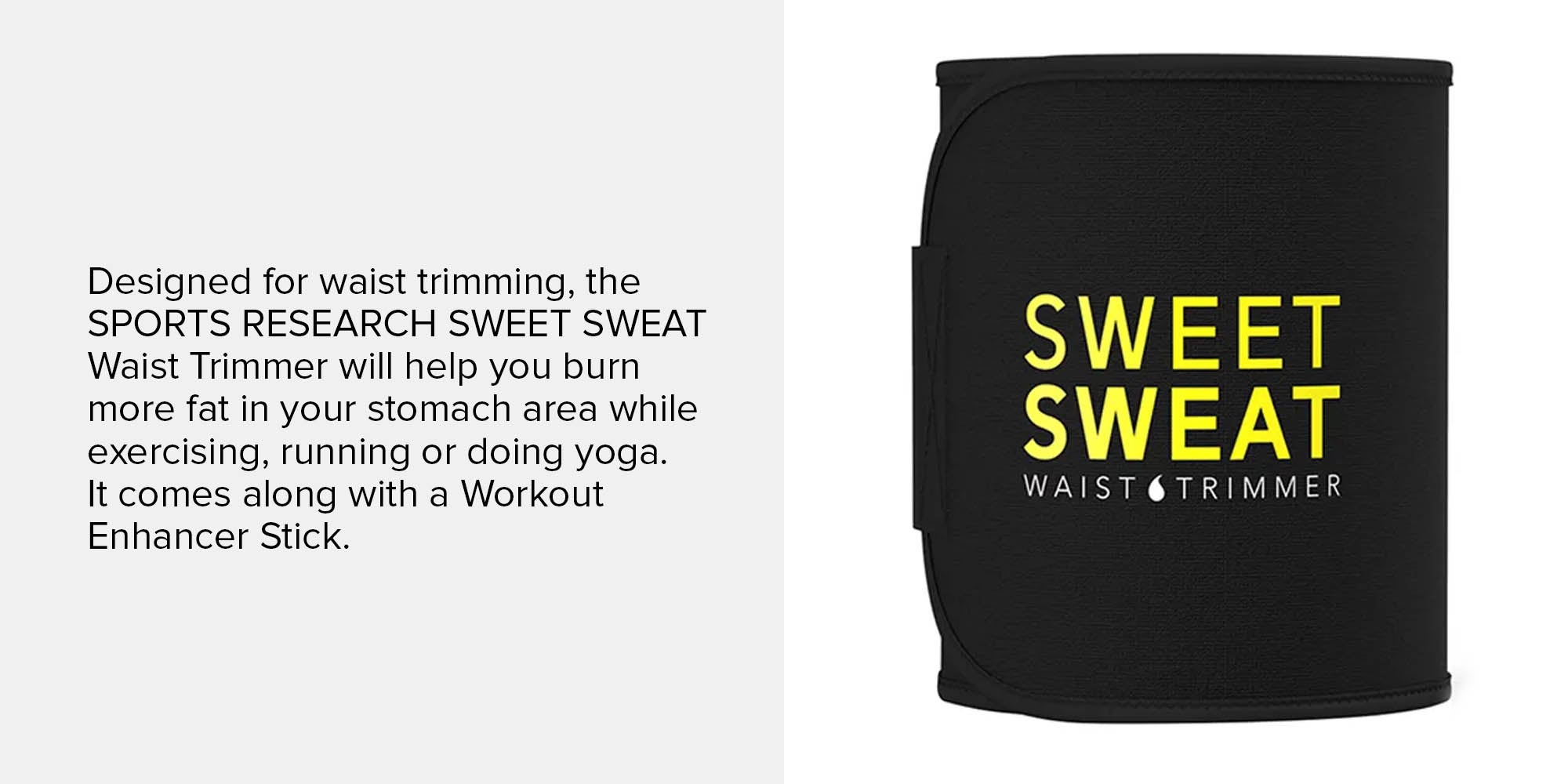 Sweet Sweat Waist Trimmer With Workout Enhancer Stick Black/Yellow Medium