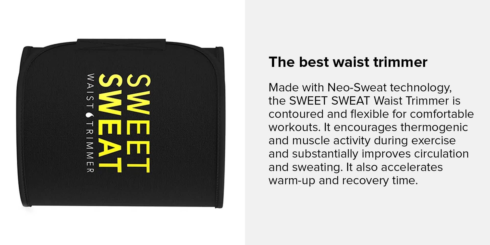 Sweet Sweat Waist Trimmer With Workout Enhancer Stick Black/Yellow Medium