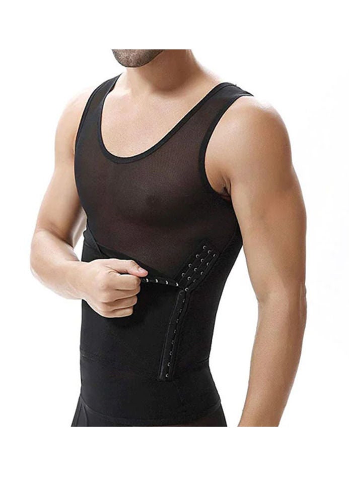 Slimming Body Shaper Vest With Belt Tummy Control Tank Top Compression Waist Slimming Shirts Sleeveless Undershirt Shapewear For Men