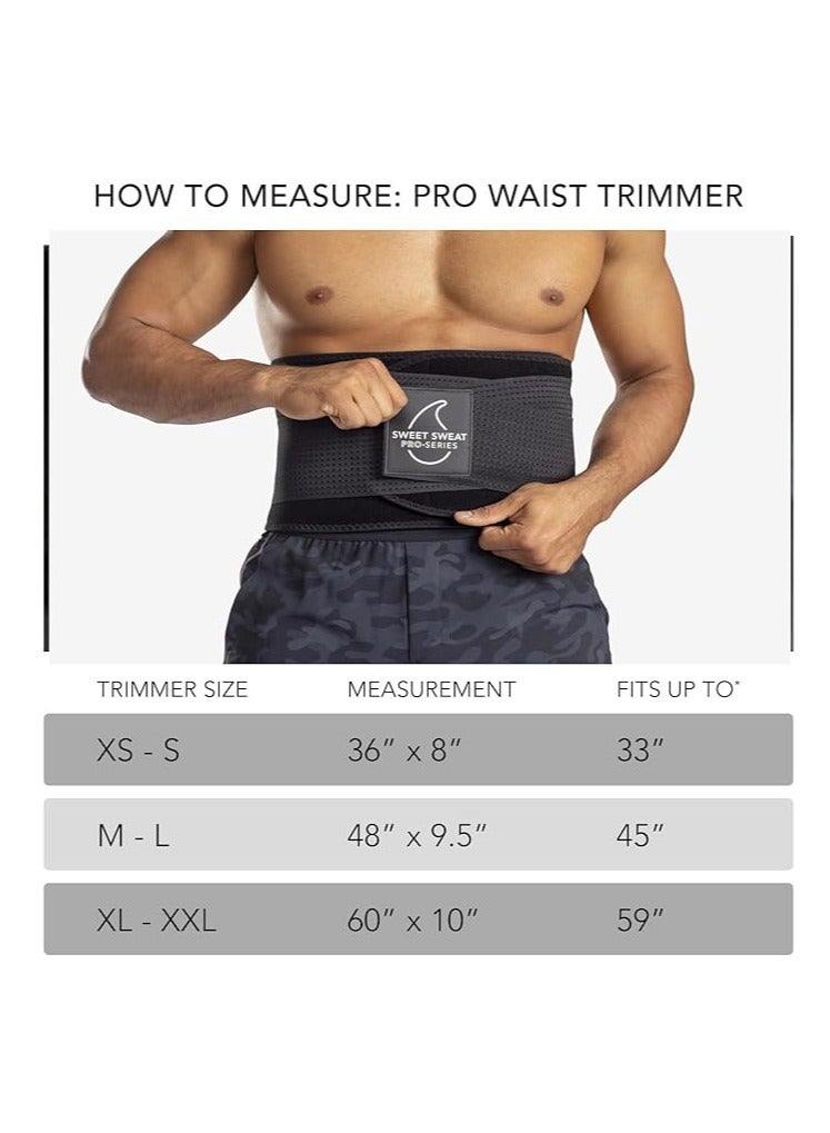 Sweet Sweat Waist Trimmer 'Pro Series' Belt with Adjustable Velcro Straps for Men & Women Black/White XL/XXL