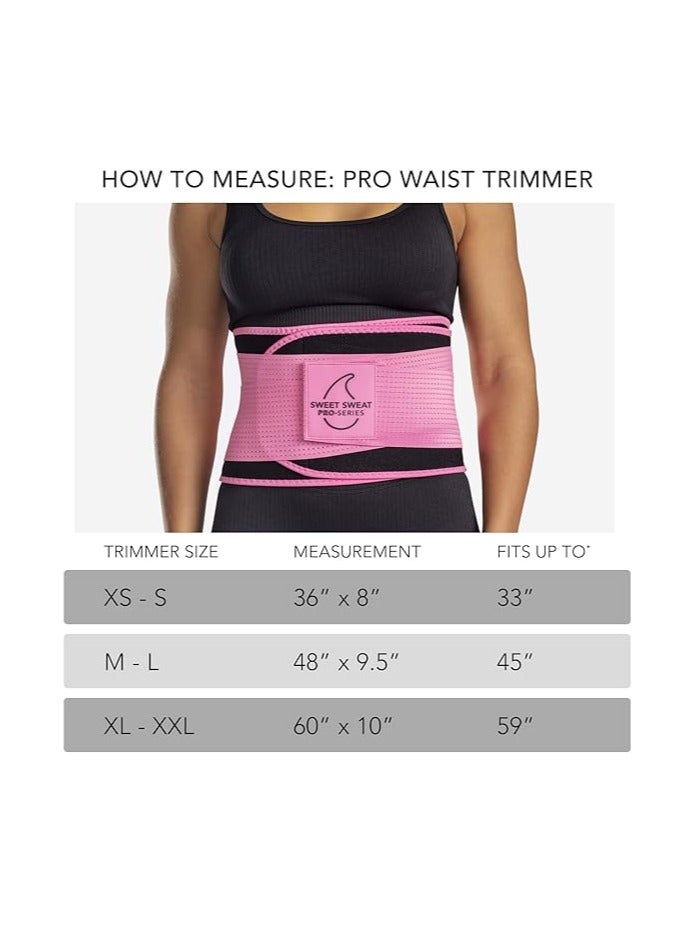 Sweet Sweat Waist Trimmer 'Pro Series' Belt with Adjustable Velcro Straps for Men & Women Black/Pink