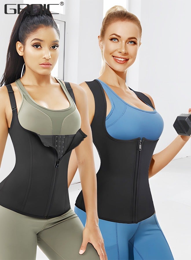 Waist Trainer for Women Triple Belt Body Shaper Waist Trainer Corset with zipper and 3 Rows Closure, Sauna Workout Trimmer Belts Underbust Corset Tummy Control Hourglass Slimming Belly Body Shaper