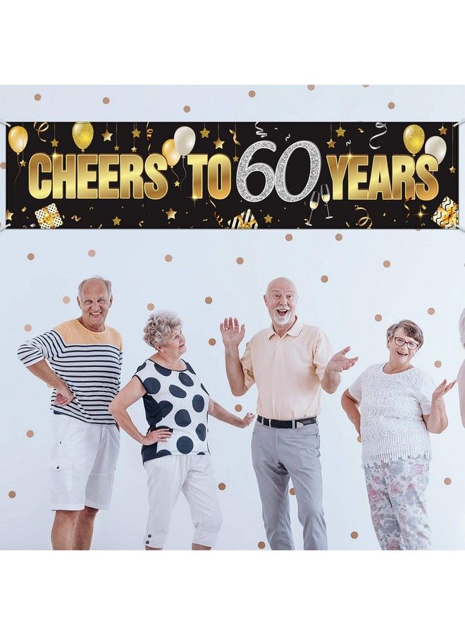 60Th Birthday Decorations Banner Happy 60Th Birthday Cheers To 60 Years Birthday Sign Gold Glitter Birthday Banner Anniversary Celebration Backdrop Party Decoration Supplies