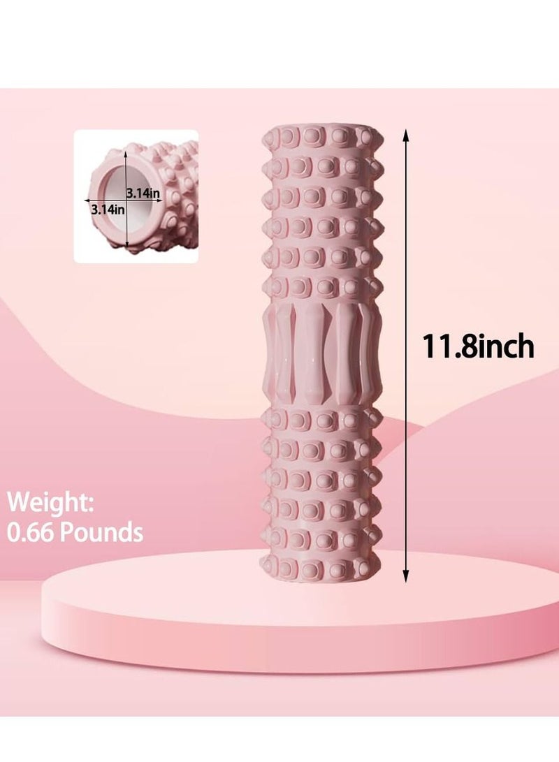 Foam Roller Deep Tissue Massage Roller(Back Body Legs) High Density EVA Floating Point for Back Pain Relief Fitness Muscle Recovery Yoga, Relax 11.8''/Pink