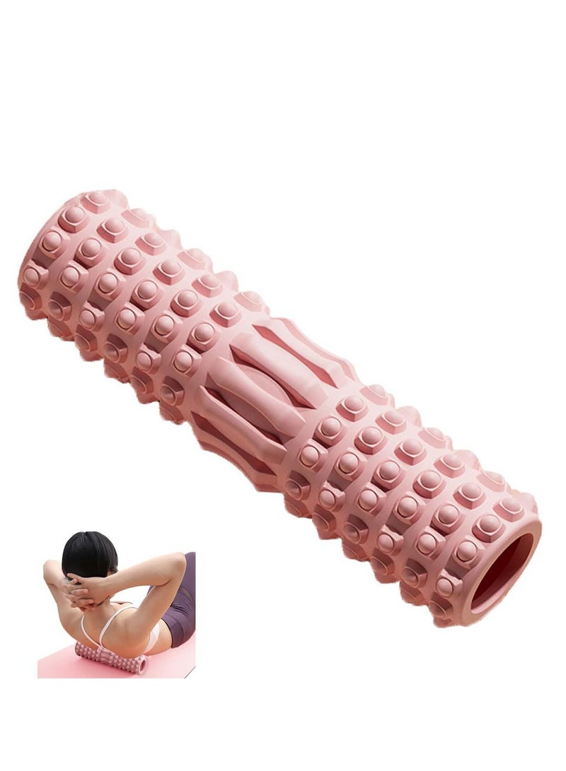 Foam Roller Deep Tissue Massage Roller(Back Body Legs) High Density EVA Floating Point for Back Pain Relief Fitness Muscle Recovery Yoga, Relax 11.8''/Pink