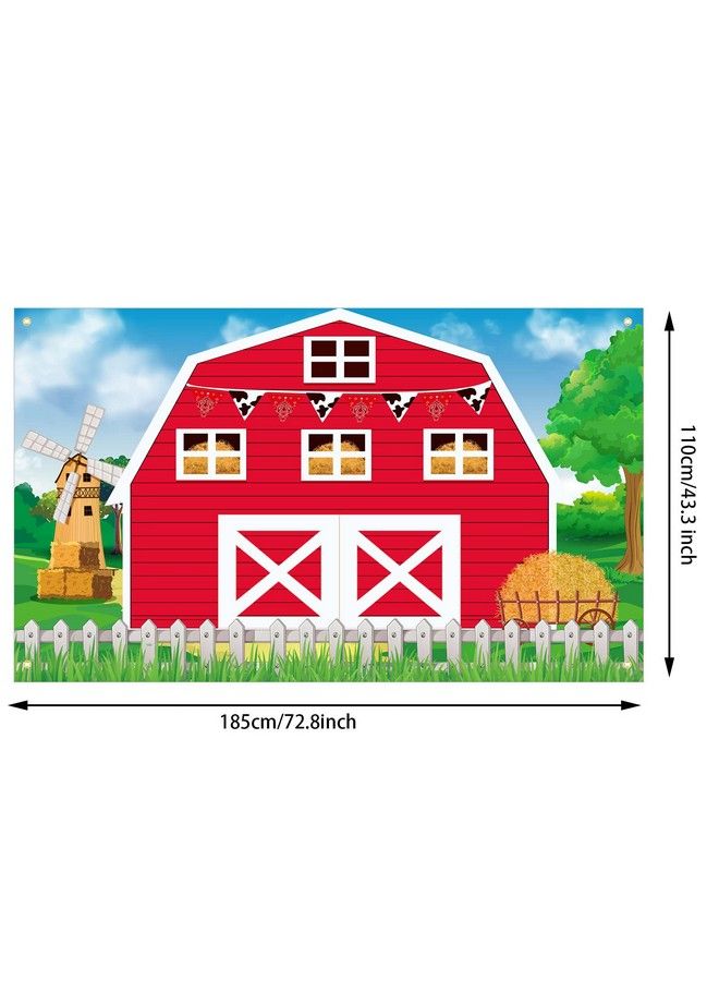 Farm Barn Door Backdrop Farm Birthday Party Supplies Red Barn Door Backdrop Banner Farm Photography Props Photo Booth For Themed Birthday Baby Shower Party Supplies 72.8 X 43.3 Inch