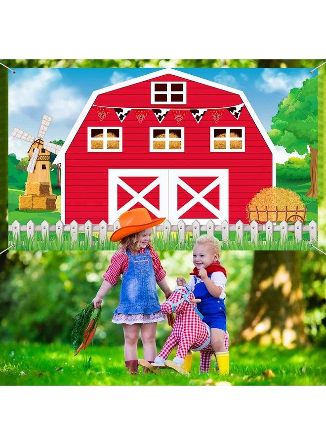 Farm Barn Door Backdrop Farm Birthday Party Supplies Red Barn Door Backdrop Banner Farm Photography Props Photo Booth For Themed Birthday Baby Shower Party Supplies 72.8 X 43.3 Inch