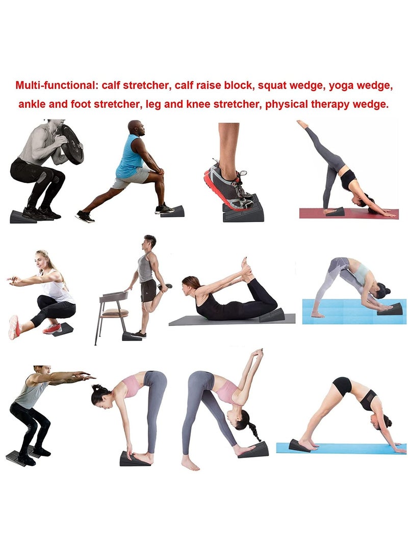 Squat Wedge Block Adjustable Non-Slip Squat Ramp Slant Board Calf Stretcher, Heavy Duty 3pcs Foam Foot Ankle Knee Stretcher Leg Extender, Incline Board Platform for Heel Elevated Squat and Calf Raise