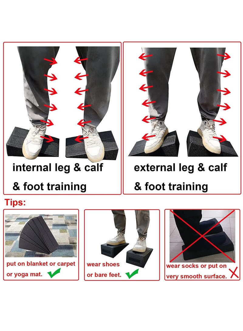 Squat Wedge Block Adjustable Non-Slip Squat Ramp Slant Board Calf Stretcher, Heavy Duty 3pcs Foam Foot Ankle Knee Stretcher Leg Extender, Incline Board Platform for Heel Elevated Squat and Calf Raise
