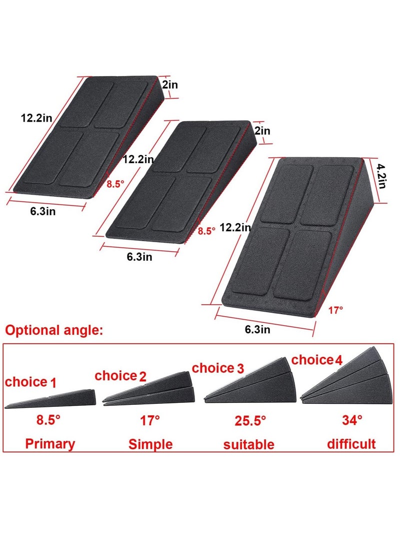 Squat Wedge Block Adjustable Non-Slip Squat Ramp Slant Board Calf Stretcher, Heavy Duty 3pcs Foam Foot Ankle Knee Stretcher Leg Extender, Incline Board Platform for Heel Elevated Squat and Calf Raise
