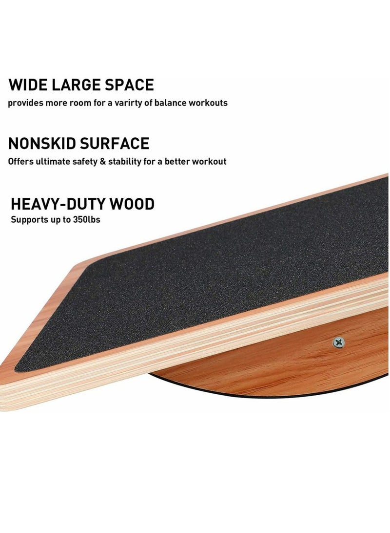 Professional Wooden Balance Board Under-Desk Balance Board Anti-Slip Rollers Rocker For Standing Desks And Rehabilitation Exercises Wooden Balance Board Supports Weights Up To 350 lbs