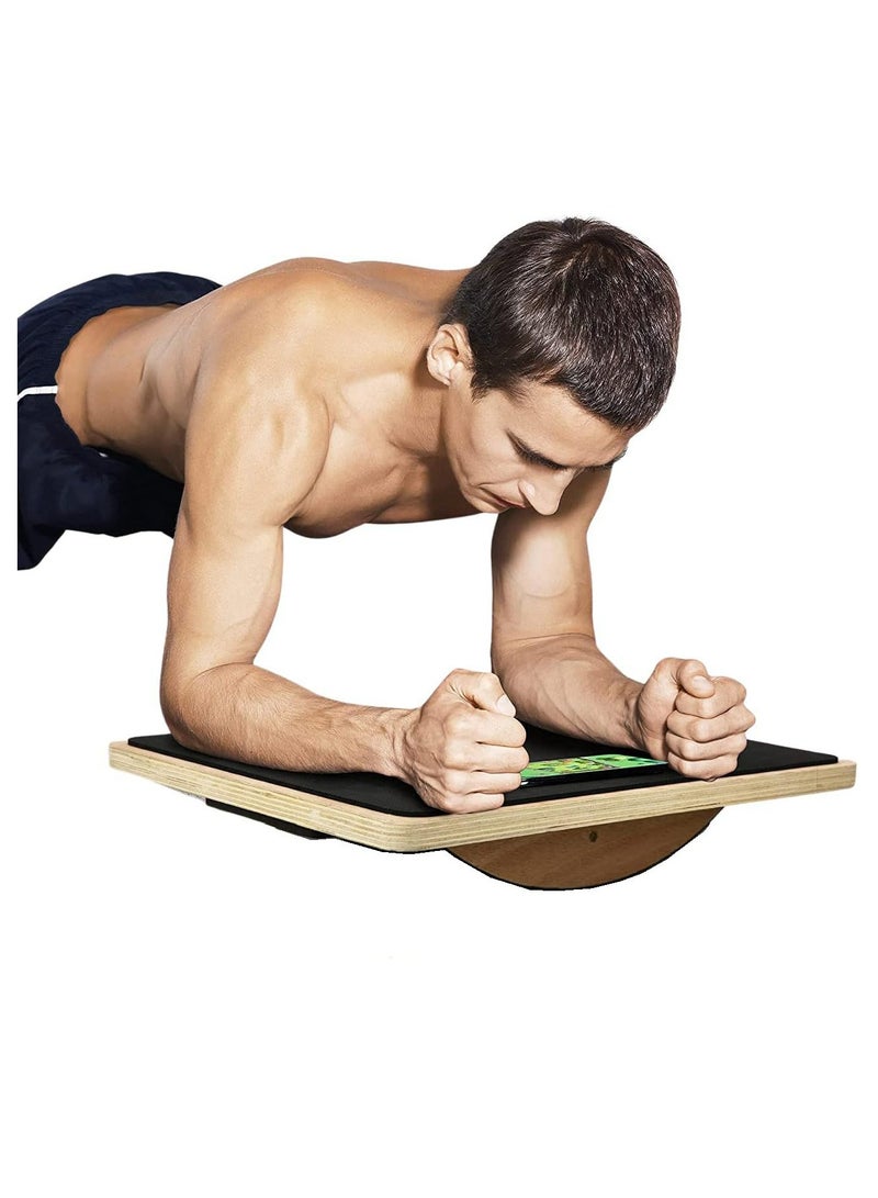 Professional Wooden Balance Board Under-Desk Balance Board Anti-Slip Rollers Rocker For Standing Desks And Rehabilitation Exercises Wooden Balance Board Supports Weights Up To 350 lbs
