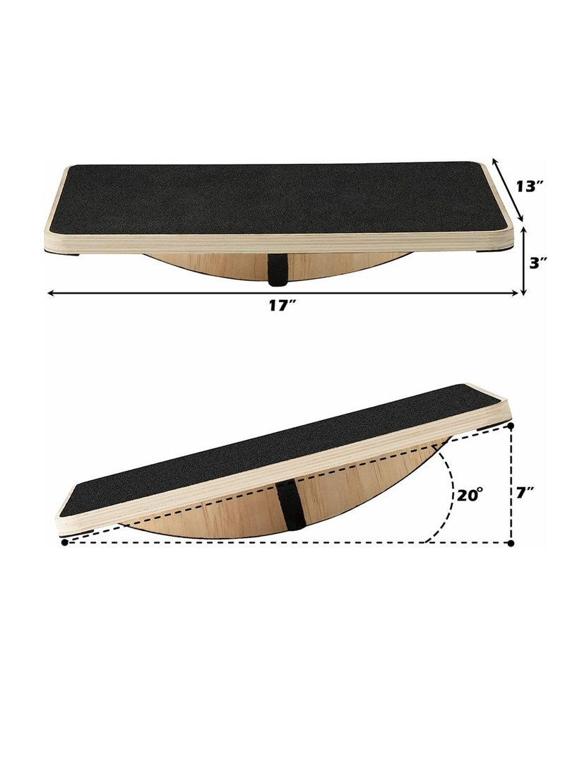 Professional Wooden Balance Board Under-Desk Balance Board Anti-Slip Rollers Rocker For Standing Desks And Rehabilitation Exercises Wooden Balance Board Supports Weights Up To 350 lbs