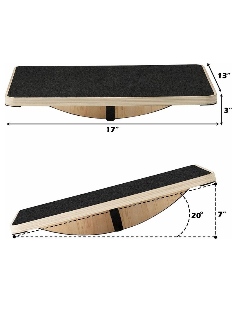 Professional Wooden Balance Board Under-Desk Balance Board Anti-Slip Rollers Rocker For Standing Desks And Rehabilitation Exercises Wooden Balance Board Supports Weights Up To 350 lbs