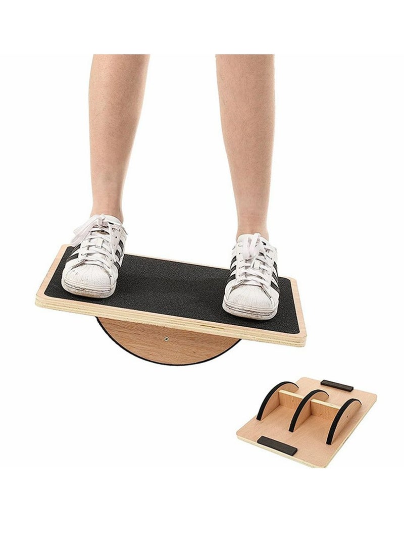 Professional Wooden Balance Board Under-Desk Balance Board Anti-Slip Rollers Rocker For Standing Desks And Rehabilitation Exercises Wooden Balance Board Supports Weights Up To 350 lbs