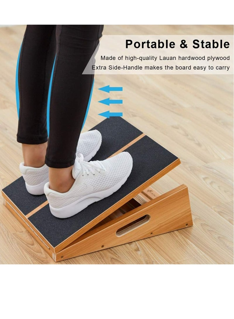 Professional Wooden Incline Board Adjustable Incline Board And Calf Stretcher Stretch Board - Non-Slip Stretch Board For Home Office Extra Side Handles For Easy Portability