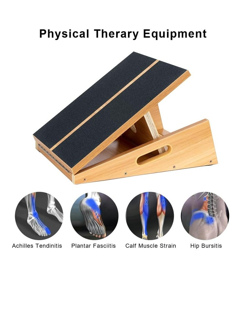 Professional Wooden Incline Board Adjustable Incline Board And Calf Stretcher Stretch Board - Non-Slip Stretch Board For Home Office Extra Side Handles For Easy Portability