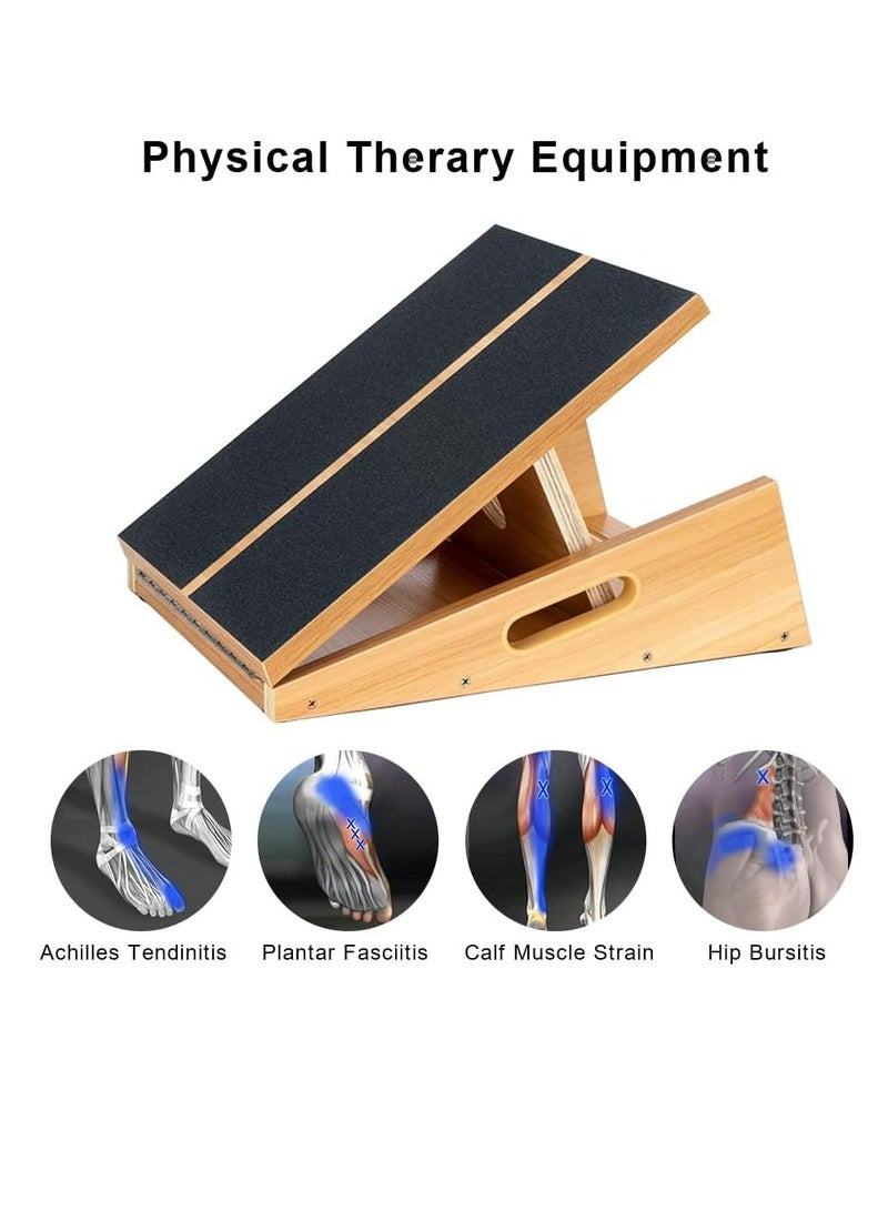 COOLBABY Professional Wooden Incline Board Adjustable Incline Board And Calf Stretcher Stretch Board - Non-Slip Stretch Board For Home Office Extra Side Handles For Easy Portability