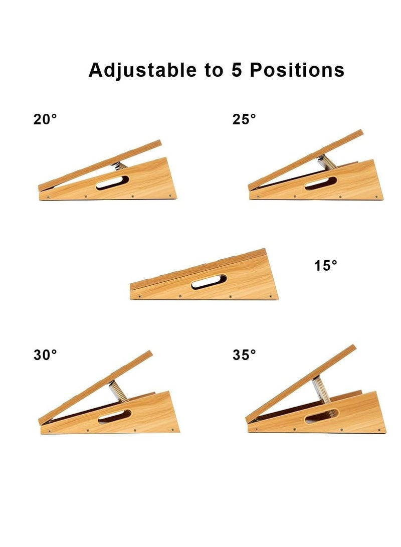 COOLBABY Professional Wooden Incline Board Adjustable Incline Board And Calf Stretcher Stretch Board - Non-Slip Stretch Board For Home Office Extra Side Handles For Easy Portability