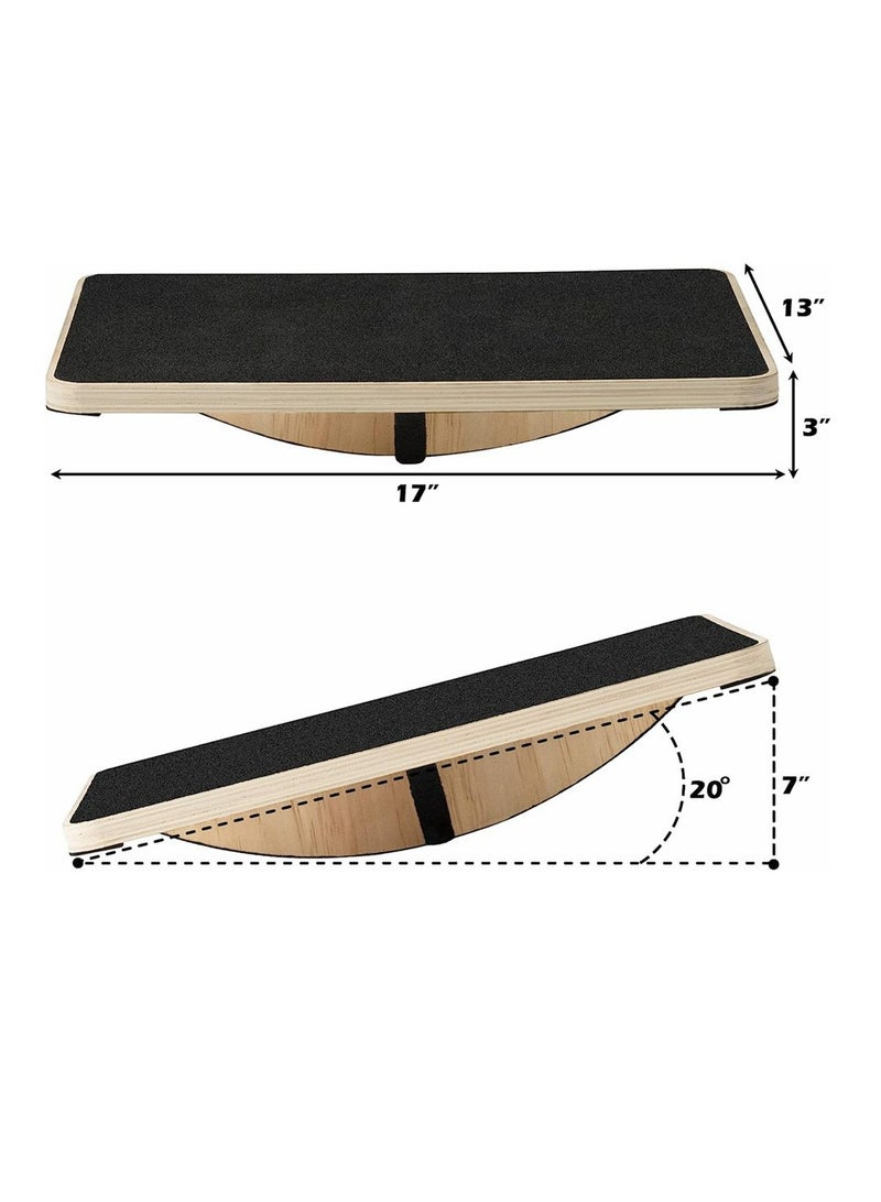 Professional Wooden Balance Board Under-Desk Balance Board Anti-Slip Rollers Rocker For Standing Desks And Rehabilitation Exercises Wooden Balance Board Supports Weights Up To 350 lbs