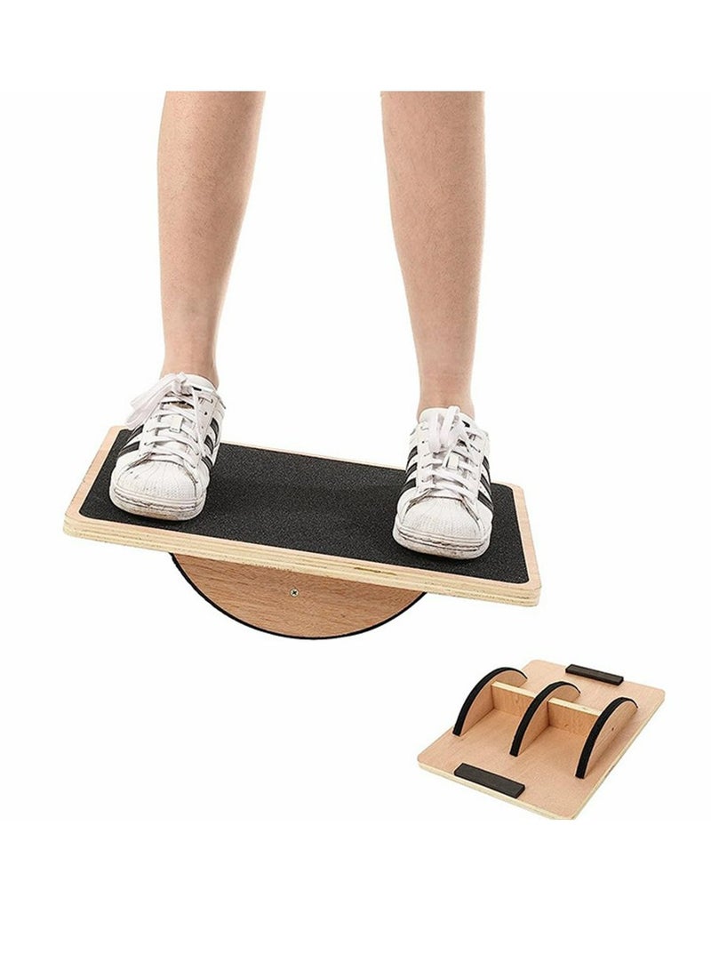 Professional Wooden Balance Board Under-Desk Balance Board Anti-Slip Rollers Rocker For Standing Desks And Rehabilitation Exercises Wooden Balance Board Supports Weights Up To 350 lbs