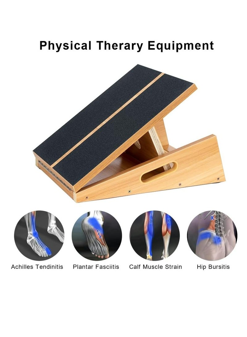 Professional Wooden Incline Board Adjustable Incline Board And Calf Stretcher Stretch Board - Non-Slip Stretch Board For Home Office Extra Side Handles For Easy Portability