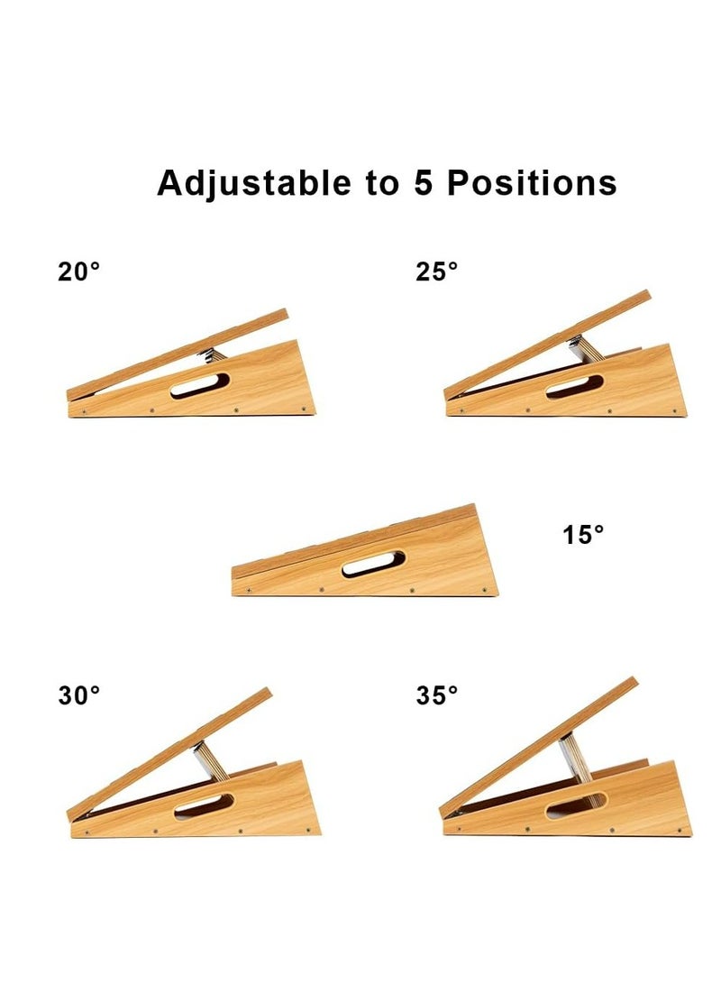 Professional Wooden Incline Board Adjustable Incline Board And Calf Stretcher Stretch Board - Non-Slip Stretch Board For Home Office Extra Side Handles For Easy Portability