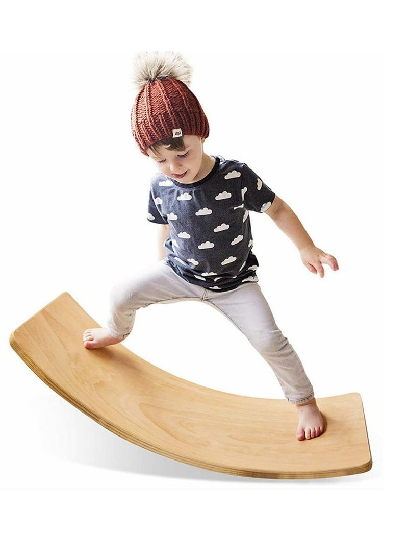 Wooden Swing Balance Board Natural Wood 32 Inch Swing Board Open Learning Toy For Kids Yoga Curve Board For Adult Classroom And Office