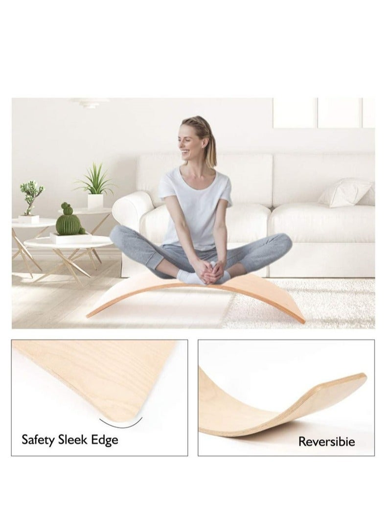 Wooden Swing Balance Board Natural Wood 32 Inch Swing Board Open Learning Toy For Kids Yoga Curve Board For Adult Classroom And Office